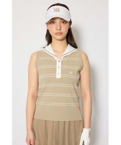 RIENDA GOLF(リエンダゴルフ)の「【RIENDA GOLF 一部店舗・WEB限定】マリンボーダーニットトップス(ニット/セーター・レディース・ホワイト/ライトブルー/ベージュ・MEDIUM/SMALL)」の20枚目の写真