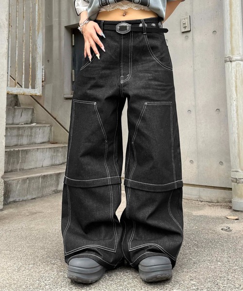 sedacle（セダクル）の「2wayダブルニーリジットデニム（デニムパンツ・メンズ・インディゴブルー/ブラック・LARGE/MEDIUM/SMALL）」の21枚目の写真
