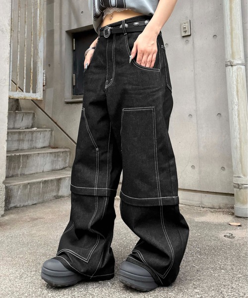 sedacle（セダクル）の「2wayダブルニーリジットデニム（デニムパンツ・メンズ・インディゴブルー/ブラック・LARGE/MEDIUM/SMALL）」の22枚目の写真