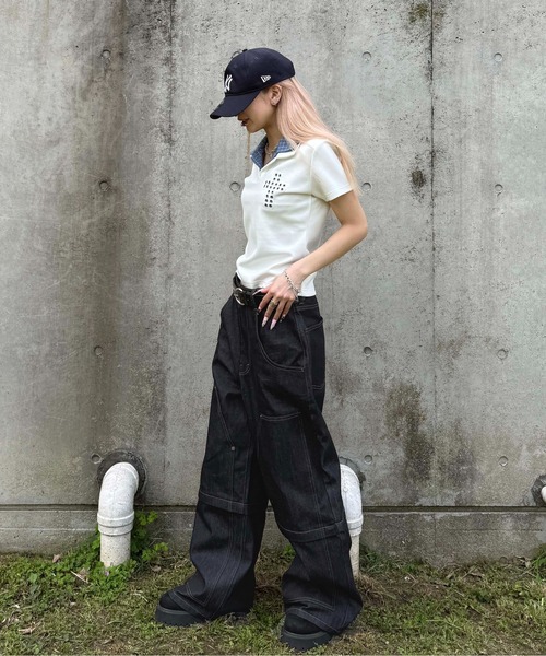 sedacle（セダクル）の「2wayダブルニーリジットデニム（デニムパンツ・メンズ・インディゴブルー/ブラック・LARGE/MEDIUM/SMALL）」の14枚目の写真