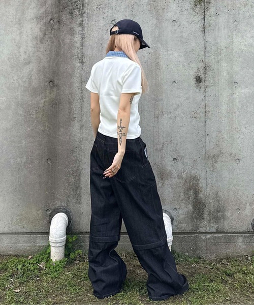 sedacle（セダクル）の「2wayダブルニーリジットデニム（デニムパンツ・メンズ・インディゴブルー/ブラック・LARGE/MEDIUM/SMALL）」の15枚目の写真