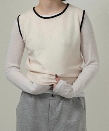 lawgy（ラウジー）の「piping knit sleeveless top / パイピングニットスリーブレストップ（その他トップス）」