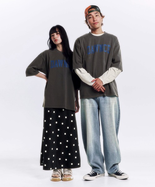 DAWNCE(ダウンス)の「ピグメント加工ワイドフィットTシャツ(Tシャツ/カットソー・メンズ・チャコール/ピンク・L/M)」の13枚目の写真