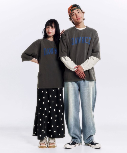 DAWNCE(ダウンス)の「ピグメント加工ワイドフィットTシャツ(Tシャツ/カットソー・メンズ・チャコール/ピンク・L/M)」の15枚目の写真