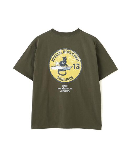 Alpha Industries（アルファインダストリーズ）の「【日本限定】Alpha Industries/アルファ インダストリーズ/CAT EMBLEM T‐SHIRT/ キャット エンブレム Tシャツ（Tシャツ/カットソー・メンズ・ブラック/ホワイト系2/オリーブ系・2XL/XL/L/S/M）」の15枚目の写真
