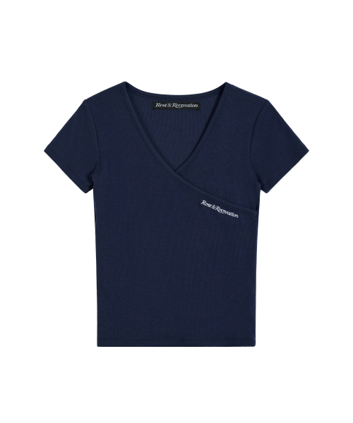 Rest&Recreation(レストアンドレクリエーション)の「WRAP HALF SLEEVE TOP - NAVY(Tシャツ/カットソー・レディース・その他・ONE)」の1枚目の写真