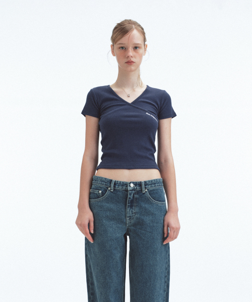 Rest&Recreation(レストアンドレクリエーション)の「WRAP HALF SLEEVE TOP - NAVY(Tシャツ/カットソー・レディース・その他・ONE)」の3枚目の写真