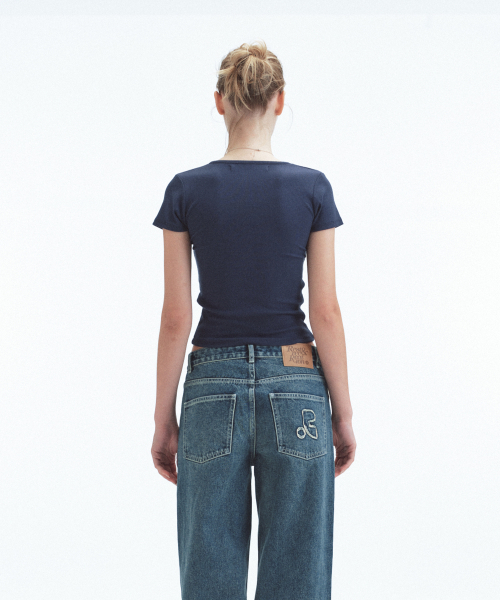 Rest&Recreation(レストアンドレクリエーション)の「WRAP HALF SLEEVE TOP - NAVY(Tシャツ/カットソー・レディース・その他・ONE)」の5枚目の写真