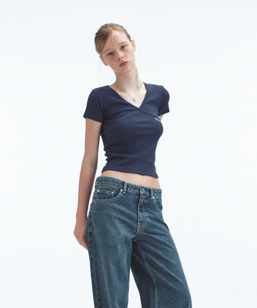 Rest&Recreation(レストアンドレクリエーション)の「WRAP HALF SLEEVE TOP - NAVY(Tシャツ/カットソー・レディース・その他・ONE)」の6枚目の写真