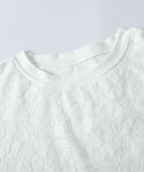 La-gemme(ラジェム)の「花柄レース ドルマンスリーブ トップス(Tシャツ/カットソー・レディース・ブラック/ホワイト・フリー)」の16枚目の写真