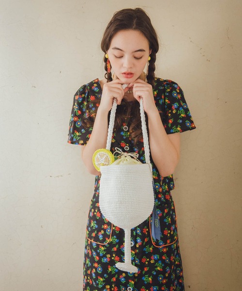Three Four Time(スリーフォータイム)の「【Casselini】Happy crochet Basket(ショルダーバッグ・レディース・ホワイト/レッド・FREE)」の2枚目の写真