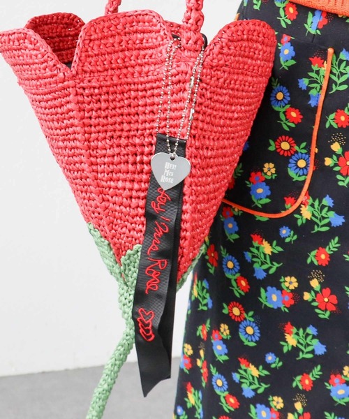 Three Four Time(スリーフォータイム)の「【Casselini】Happy crochet Basket(ショルダーバッグ・レディース・ホワイト/レッド・FREE)」の3枚目の写真