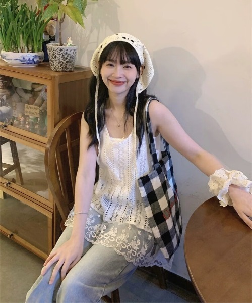 gossip!ロサンゼルス(ゴシップロサンゼルス)の「Y2Kヴィンテージ風 レースキャミワンピース(Tシャツ/カットソー・レディース・ホワイト・M)」の10枚目の写真
