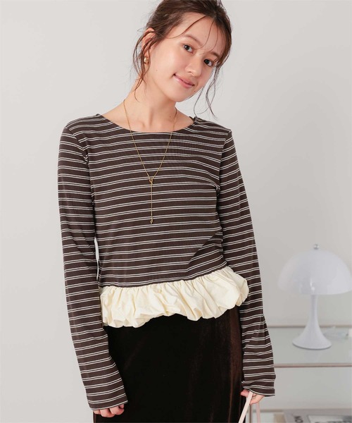 titivate(ティティベイト)の「チビバルーン長袖トップス(Tシャツ/カットソー・レディース・アイボリー/チャコール/ブラウン/ブラック・M/L)」の4枚目の写真