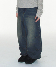 STITCH BALLOON FIT DENIM PANTS BLUE
