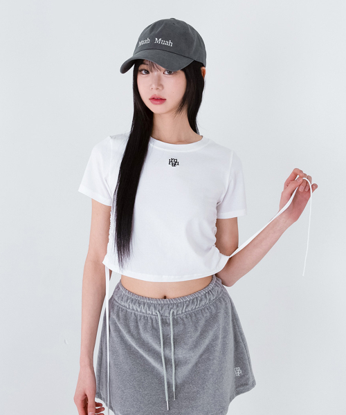 muahmuah（ムーアムーア）の「ストリングシルケットロゴ半袖Tシャツ [2カラー]（Tシャツ/カットソー・レディース・ブラック/ホワイト・FREE）」の15枚目の写真