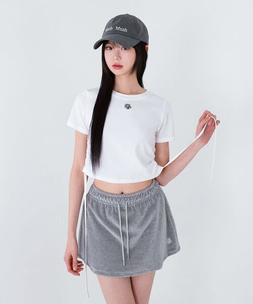 muahmuah（ムーアムーア）の「ストリングシルケットロゴ半袖Tシャツ [2カラー]（Tシャツ/カットソー・レディース・ブラック/ホワイト・FREE）」の10枚目の写真
