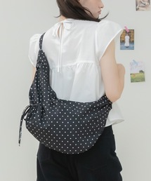 HEILIS | ストリングクロスバッグ / ショルダーバッグ クロスバッグ ワンショルダーバッグ 斜め掛けバッグ 肩掛けバッグ ストリングバッグ ギャザーバッグ ナイロンバッグ 軽量バッグ 大容量バッグ ポケット付き ドット柄 チェック柄 カジュアル 春 夏 秋 韓国ファッション 大人カジュアル デイリー お出かけ(ショルダーバッグ)