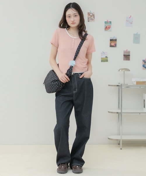 HEILIS(ヘイリス)の「ストリングクロスバッグ / ショルダーバッグ クロスバッグ ワンショルダーバッグ 斜め掛けバッグ 肩掛けバッグ ストリングバッグ ギャザーバッグ ナイロンバッグ 軽量バッグ 大容量バッグ ポケット付き ドット柄 チェック柄 カジュアル 春 夏 秋 韓国ファッション 大人カジュアル デイリー お出かけ(ショルダーバッグ・レディース・ネイビー/ブラック/アイボリー・FREE)」の10枚目の写真