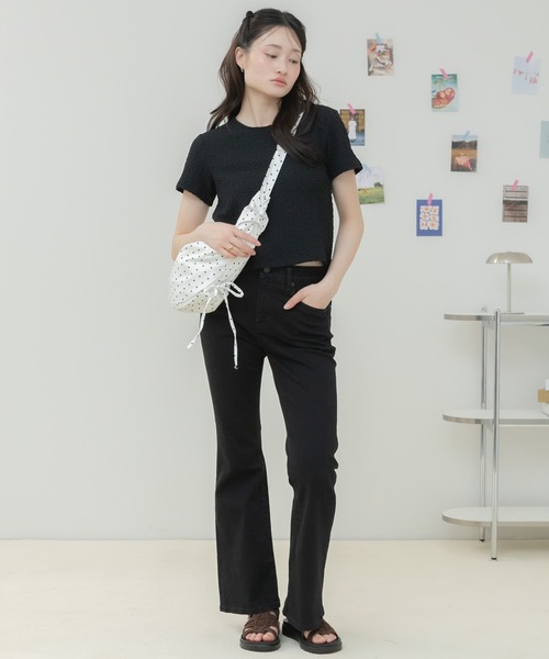 HEILIS(ヘイリス)の「ストリングクロスバッグ / ショルダーバッグ クロスバッグ ワンショルダーバッグ 斜め掛けバッグ 肩掛けバッグ ストリングバッグ ギャザーバッグ ナイロンバッグ 軽量バッグ 大容量バッグ ポケット付き ドット柄 チェック柄 カジュアル 春 夏 秋 韓国ファッション 大人カジュアル デイリー お出かけ(ショルダーバッグ・レディース・ネイビー/ブラック/アイボリー・FREE)」の18枚目の写真