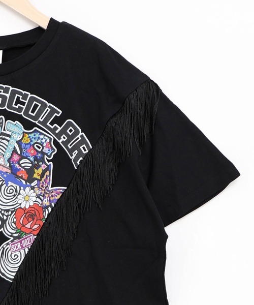 ScoLar(スカラー)の「ScoLar(スカラー) フリンジ入り アメリカン風スカラーちゃんTシャツ(Tシャツ/カットソー・レディース・ブラック/オフホワイト・MEDIUM)」の14枚目の写真
