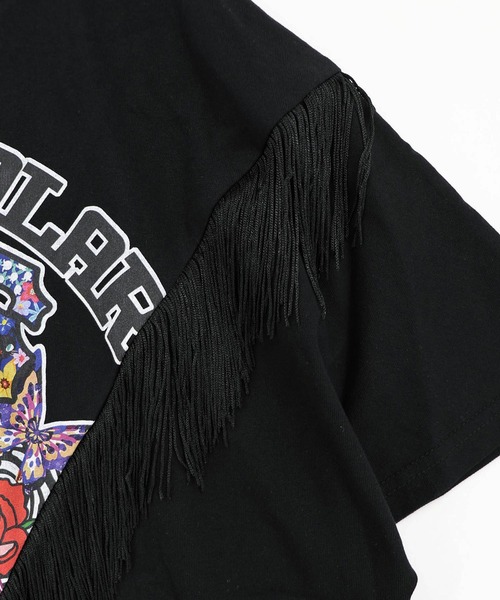 ScoLar(スカラー)の「ScoLar(スカラー) フリンジ入り アメリカン風スカラーちゃんTシャツ(Tシャツ/カットソー・レディース・ブラック/オフホワイト・MEDIUM)」の15枚目の写真