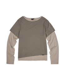 Contrast Layered Long Sleeve (Khaki)