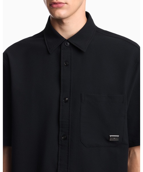 EMPORIO ARMANI(エンポリオアルマーニ)の「【エンポリオ アルマーニ】レギュラーフィット ダウンシャツ シアサッカー(シャツ/ブラウス・メンズ・ブラック・SMALL/MEDIUM/LARGE/X-SMALL/X-LARGE)」の8枚目の写真