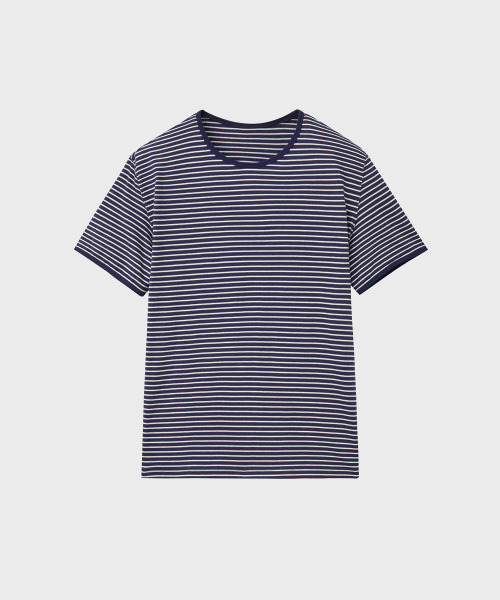NOIRER(ノイア)の「コットンピンストライプTシャツ(ネイビーホワイト)(Tシャツ/カットソー・メンズ・その他・48/50/52)」の6枚目の写真