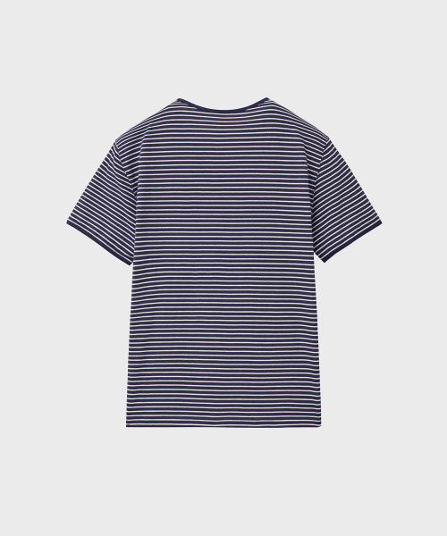 NOIRER(ノイア)の「コットンピンストライプTシャツ(ネイビーホワイト)(Tシャツ/カットソー・メンズ・その他・48/50/52)」の2枚目の写真