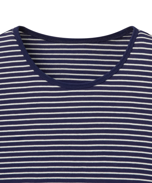 NOIRER(ノイア)の「コットンピンストライプTシャツ(ネイビーホワイト)(Tシャツ/カットソー・メンズ・その他・48/50/52)」の3枚目の写真