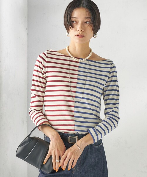 SHIPS(シップス)の「【SHIPS別注】Le minor: バイカラー ボートネック プルオーバー(Tシャツ/カットソー・レディース・マルチ・ONE SIZE)」の6枚目の写真