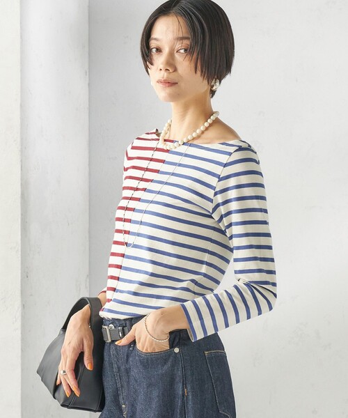 SHIPS(シップス)の「【SHIPS別注】Le minor: バイカラー ボートネック プルオーバー(Tシャツ/カットソー・レディース・マルチ・ONE SIZE)」の7枚目の写真