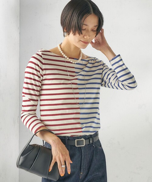 SHIPS(シップス)の「【SHIPS別注】Le minor: バイカラー ボートネック プルオーバー(Tシャツ/カットソー・レディース・マルチ・ONE SIZE)」の10枚目の写真