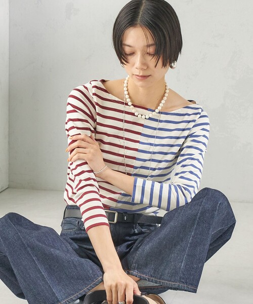 SHIPS(シップス)の「【SHIPS別注】Le minor: バイカラー ボートネック プルオーバー(Tシャツ/カットソー・レディース・マルチ・ONE SIZE)」の11枚目の写真