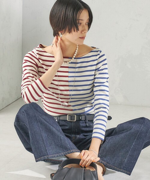 SHIPS(シップス)の「【SHIPS別注】Le minor: バイカラー ボートネック プルオーバー(Tシャツ/カットソー・レディース・マルチ・ONE SIZE)」の12枚目の写真