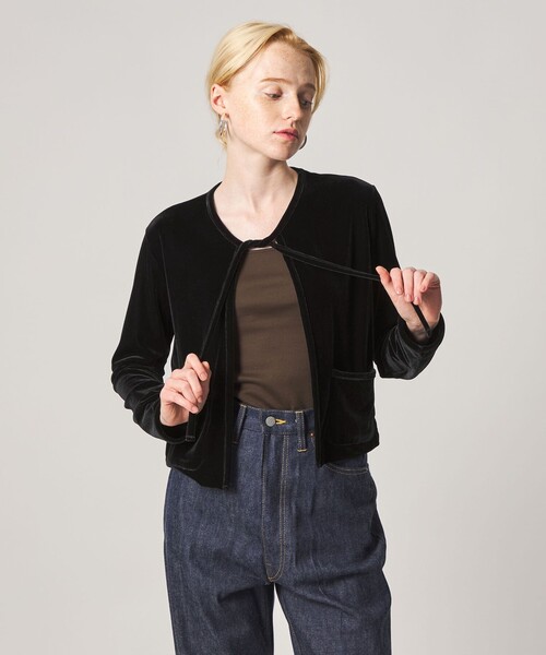 Steven Alan(スティーブンアラン)の「<Steven Alan>ベロア ボレロ カーディガン(カーディガン/ボレロ・レディース・ブラック/オレンジ系その他・FREE)」の1枚目の写真