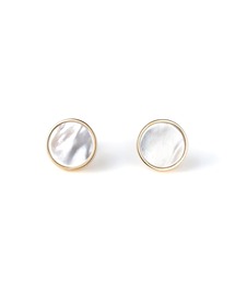 ［UNTITLED］K10YG ホワイト シェル ラウンド ピアス｜White lipped oyster Pierced earrings