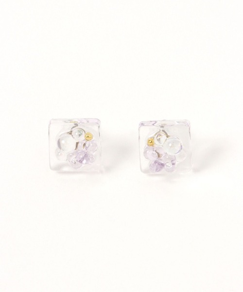GLOBAL WORK(グローバルワーク)の「MADE IN JAPAN/クリアピアス/899418(ピアス(両耳用)・レディース・ライトブルー/パープル系その他2/ブラウン/ホワイト・FREE)」の4枚目の写真