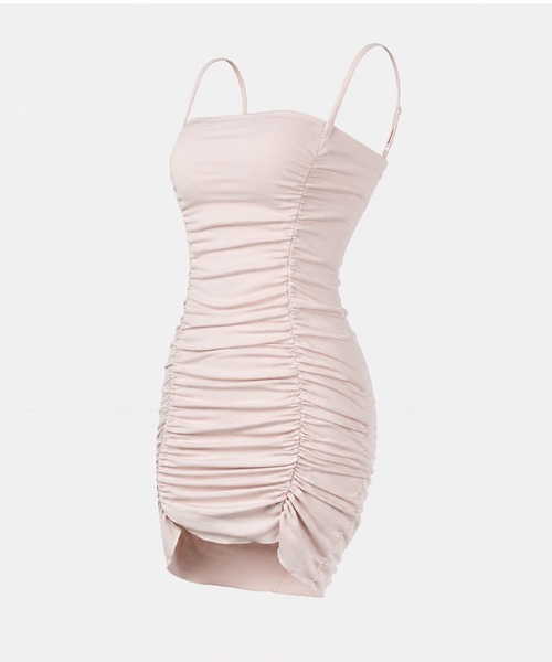 me+em select(ミームセレクト)の「【 2color 】ギャザーシャーリングタイトキャミミニワンピ / gathered shirring tight cami mini onepiece(ワンピース・レディース・ピンク/ブラック・FREE)」の4枚目の写真