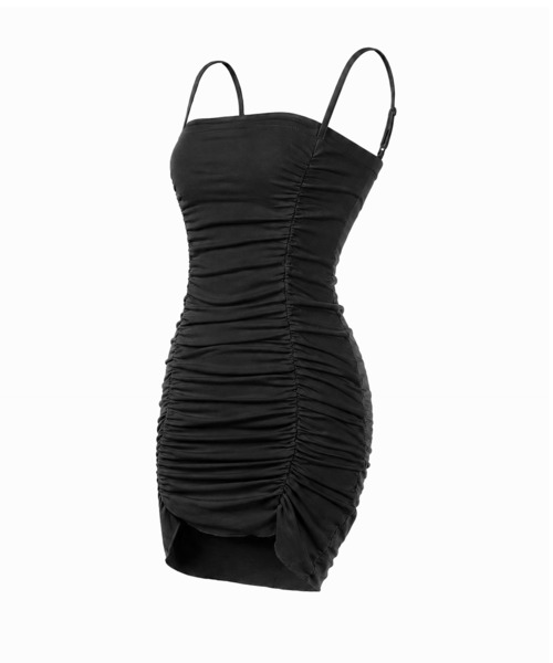 me+em select(ミームセレクト)の「【 2color 】ギャザーシャーリングタイトキャミミニワンピ / gathered shirring tight cami mini onepiece(ワンピース・レディース・ピンク/ブラック・FREE)」の5枚目の写真