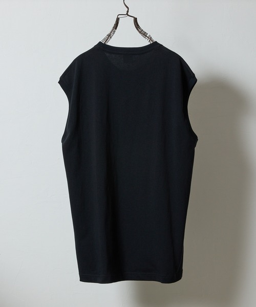 HAND PAINTED BASIC HEM PRINTED SLEEVELESS SHIRT / ハンドペイント