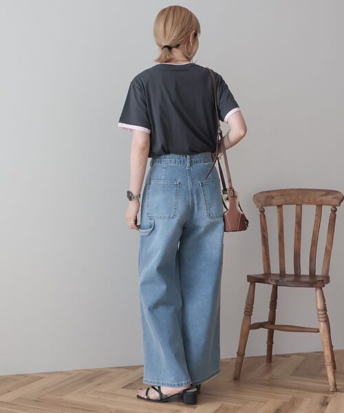 AMERICAN HOLIC(アメリカンホリック)の「配色レイヤード風シアーTシャツ(Tシャツ/カットソー・レディース・ブラウン/チャコールグレー/ライトグレー・L/M)」の9枚目の写真