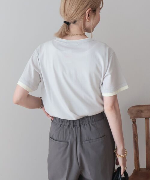 AMERICAN HOLIC(アメリカンホリック)の「配色レイヤード風シアーTシャツ(Tシャツ/カットソー・レディース・ブラウン/チャコールグレー/ライトグレー・L/M)」の12枚目の写真