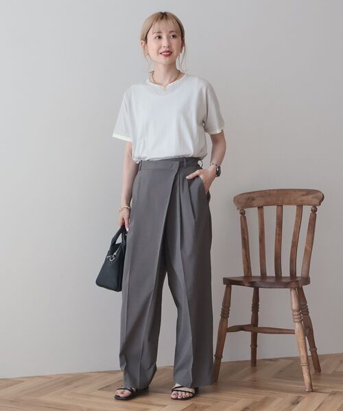 AMERICAN HOLIC(アメリカンホリック)の「配色レイヤード風シアーTシャツ(Tシャツ/カットソー・レディース・ブラウン/チャコールグレー/ライトグレー・L/M)」の13枚目の写真