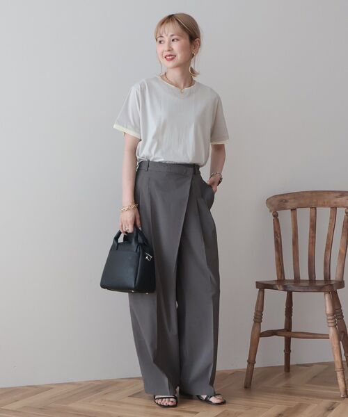 AMERICAN HOLIC(アメリカンホリック)の「配色レイヤード風シアーTシャツ(Tシャツ/カットソー・レディース・ブラウン/チャコールグレー/ライトグレー・L/M)」の14枚目の写真
