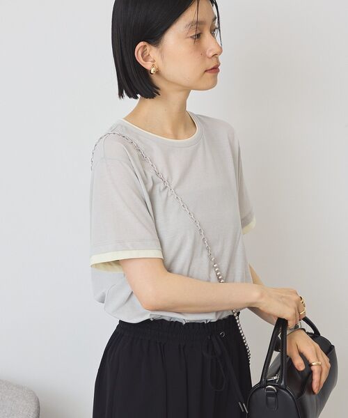 AMERICAN HOLIC(アメリカンホリック)の「配色レイヤード風シアーTシャツ(Tシャツ/カットソー・レディース・ブラウン/チャコールグレー/ライトグレー・L/M)」の16枚目の写真