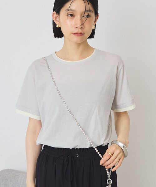 AMERICAN HOLIC(アメリカンホリック)の「配色レイヤード風シアーTシャツ(Tシャツ/カットソー・レディース・ブラウン/チャコールグレー/ライトグレー・L/M)」の17枚目の写真
