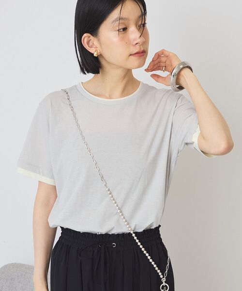 AMERICAN HOLIC(アメリカンホリック)の「配色レイヤード風シアーTシャツ(Tシャツ/カットソー・レディース・ブラウン/チャコールグレー/ライトグレー・L/M)」の18枚目の写真