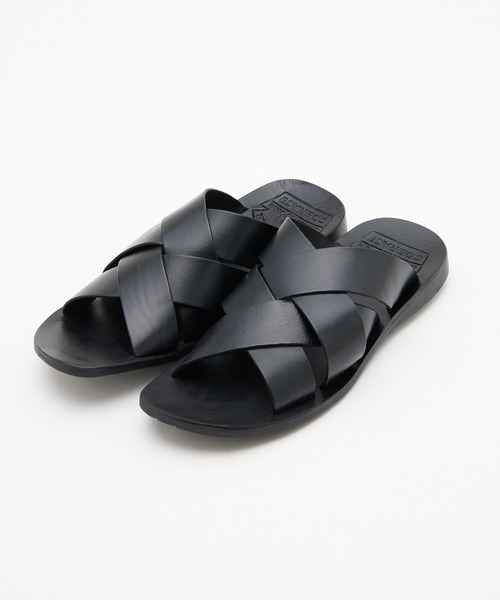 MEN'S MELROSE(メンズメルローズ)の「【COBRA69/コブラ69】クロスレザーサンダル(サンダル・メンズ・ブラック/ブラウン・3/4)」の1枚目の写真